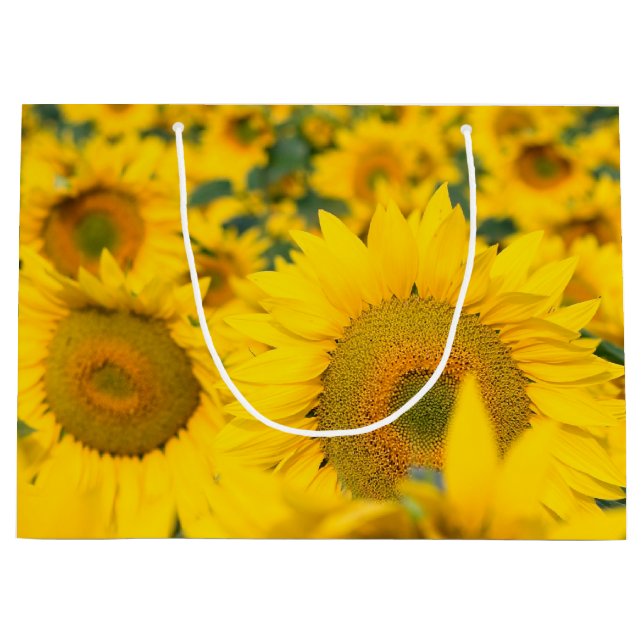 Bolsa De Regalo Grande Campo amarillo de girasoles, fotografía (Anverso)
