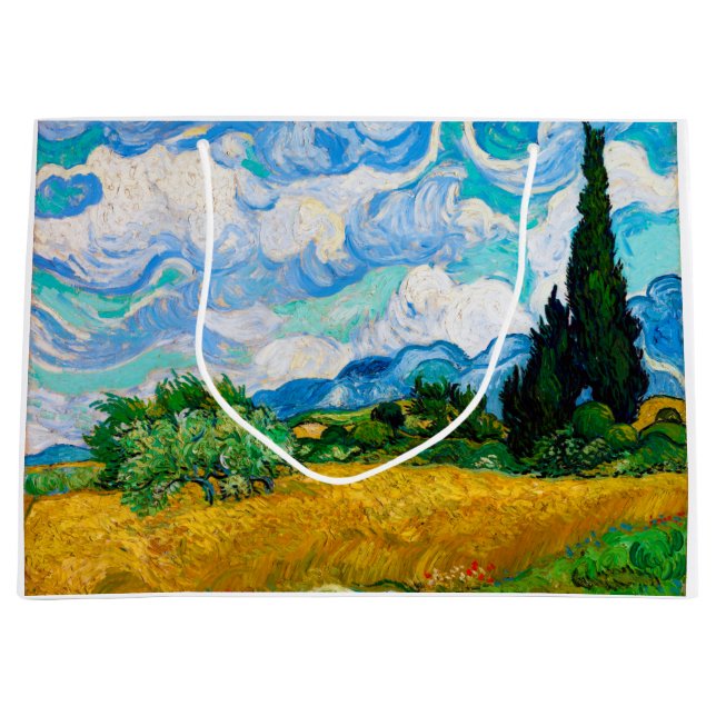 Bolsa De Regalo Grande Campo de trigo con cipreses, Van Gogh (Anverso)