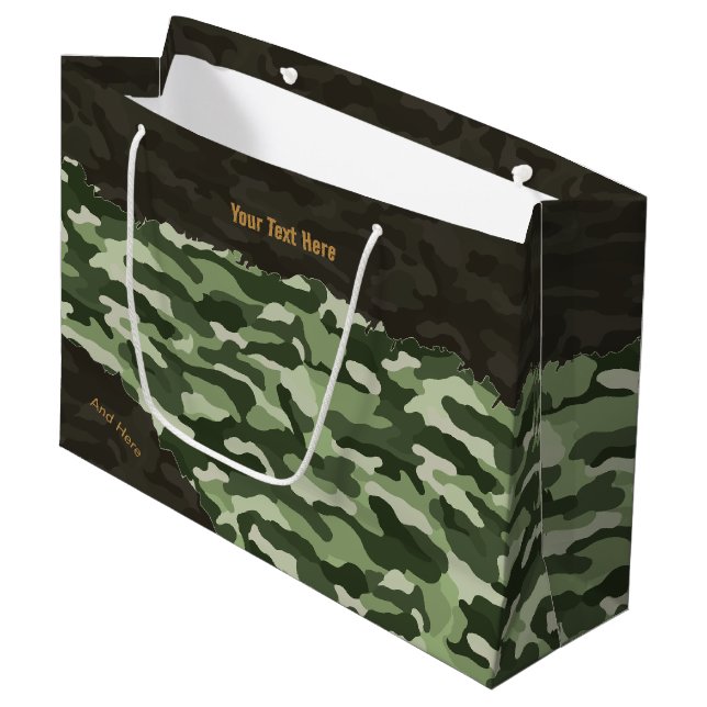 Bolsa De Regalo Grande Camuflaje verde personalizado resistente (Angulo Anverso)