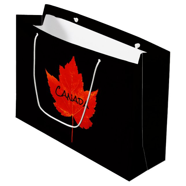 Bolsa De Regalo Grande Canadá Day Red Black Maple Leaf (Angulo Anverso)