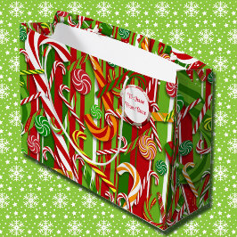 Bolsa De Regalo Grande Candy Cane Añadir nombres Navidades
