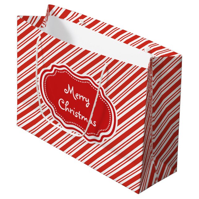 Bolsa De Regalo Grande Candy Cane Stripes (Angulo Anverso)