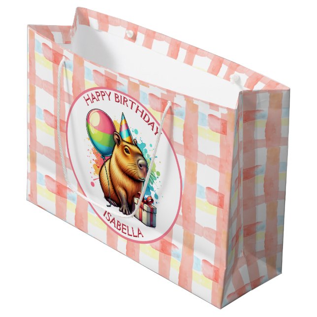 Bolsa De Regalo Grande Capybara themed Girl's Birthday Party (Angulo Anverso)