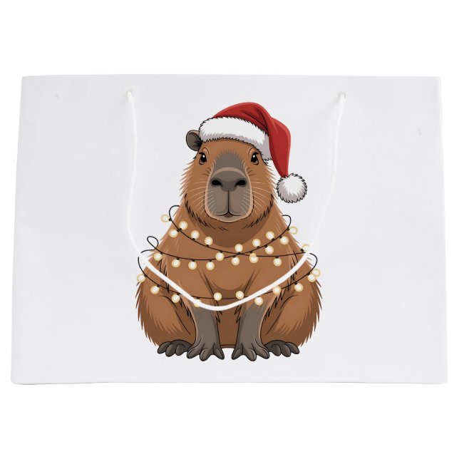 Bolsa De Regalo Grande Capybara Xmas coincidiendo Divertido Santa (Anverso)
