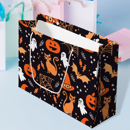 Bolsa De Regalo Grande Caracteres de halloween ilustrados de color negro