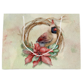 Bolsa De Regalo Grande Cardenal de invierno con Poinsettia