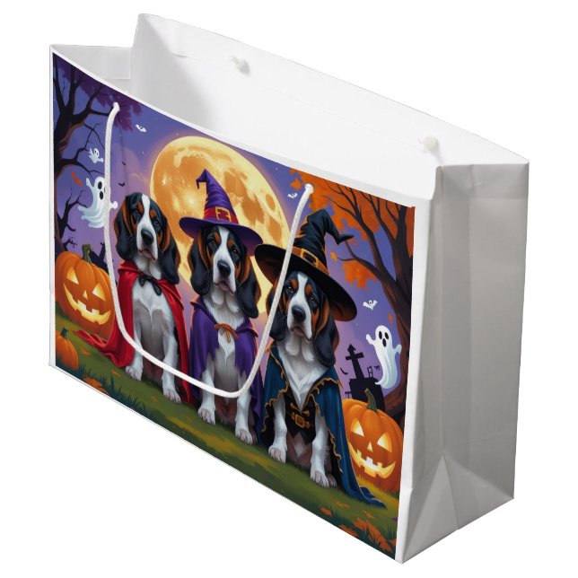 Bolsa De Regalo Grande Carne de calabaza de perro de cola azul Halloween  (Angulo Anverso)