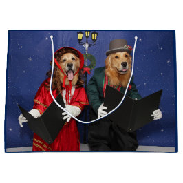 Bolsa De Regalo Grande Carolers del navidad del golden retriever