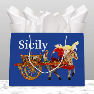 Bolsa De Regalo Grande Carretto Siciliano - Azul Tradicional Siciliano
