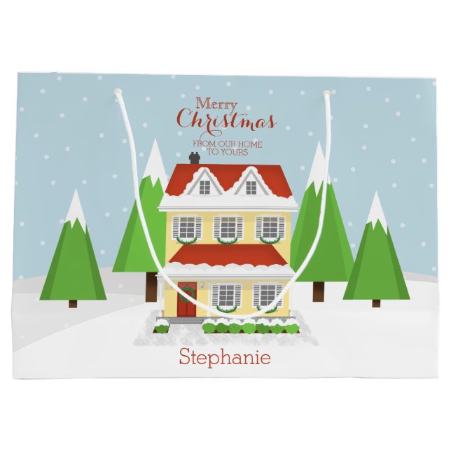 Bolsa De Regalo Grande Casa abierta de navidades (Reverso)