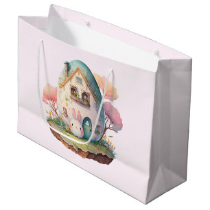 Bolsa De Regalo Grande Casa con forma de conejo y huevo rosa estilo Kawai