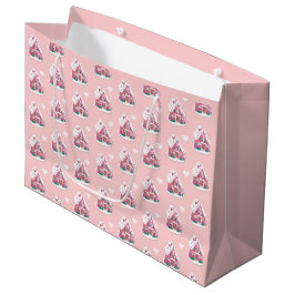 Bolsa De Regalo Grande Casa de pan de jengibre rosado