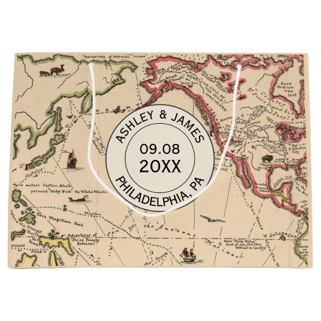 Bolsa De Regalo Grande Casar el bolso agradable, mapa de la aventura del (Anverso)