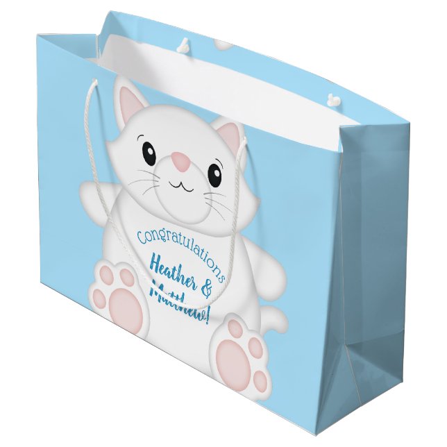 Bolsa De Regalo Grande Cat Baby Shower Kitty Blue (Angulo reverso)
