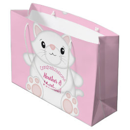 Bolsa De Regalo Grande Cat Baby Shower Kitty Pink