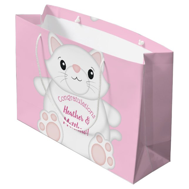 Bolsa De Regalo Grande Cat Baby Shower Kitty Pink (Angulo reverso)