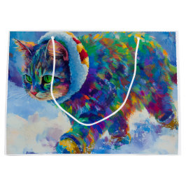 Bolsa De Regalo Grande Cat in Snow Wearing Ear Muffs