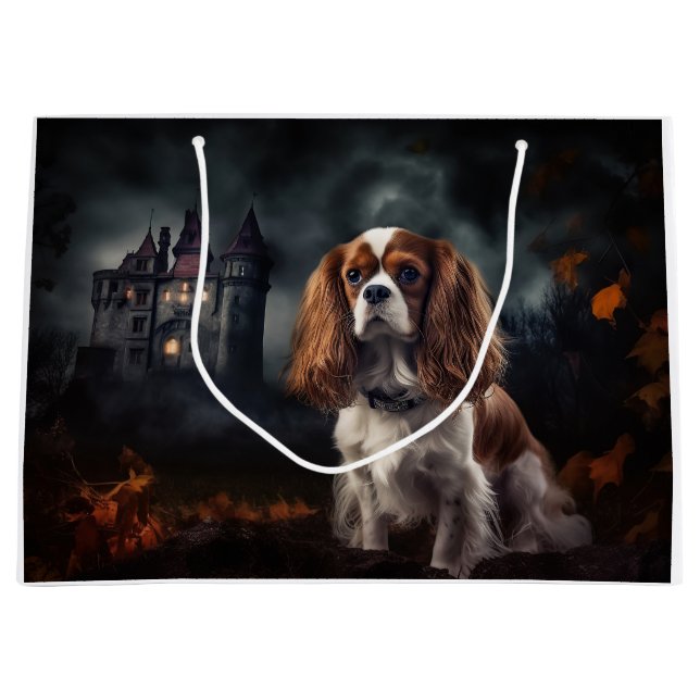 Bolsa De Regalo Grande Cavalier King Charles Spaniel Halloween Scary (Anverso)