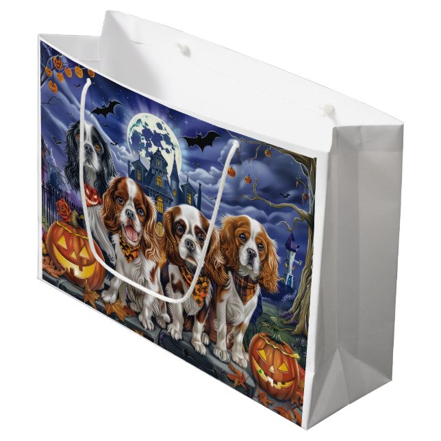 Bolsa De Regalo Grande Cavalier King Charles Spaniel Halloween Spooky (Angulo Anverso)