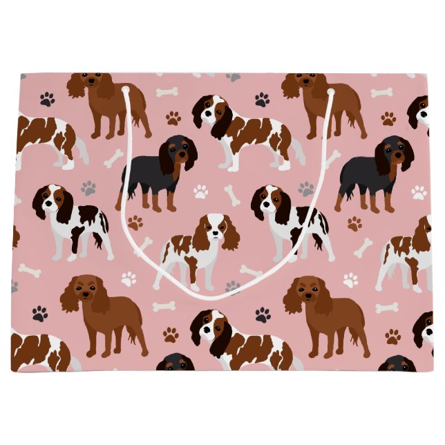 Bolsa De Regalo Grande Cavalier King Charles Spaniel Paws and Bones (Anverso)