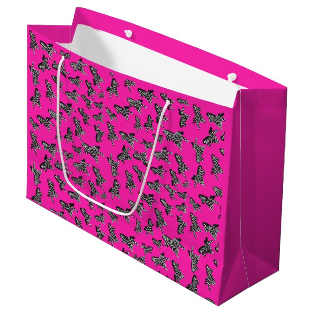 Bolsa De Regalo Grande Cebra rosa salvaje moderna (Angulo Anverso)