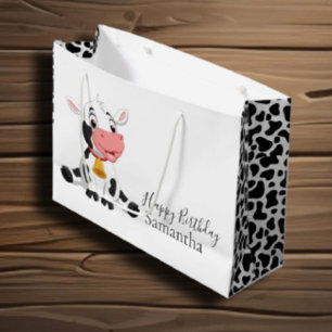 Bolsa De Regalo Grande Celebrar la feliz cumpleaños de la vaca bebé
