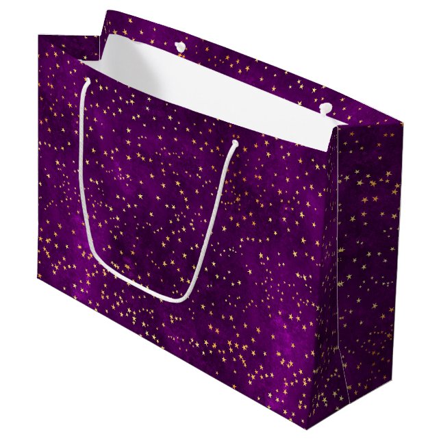 Bolsa De Regalo Grande Celestial Purple & Yellow Starry Night Pattern (Angulo Anverso)