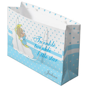 Bolsa De Regalo Grande Centelleo, centelleo poca estrella - azul cielo