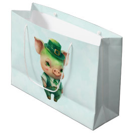 Bolsa De Regalo Grande Cerdo de cuento de hadas verde lindo con atuendo b