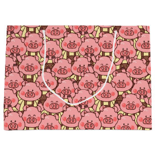 Bolsa De Regalo Grande Cerdo gracioso en overalls