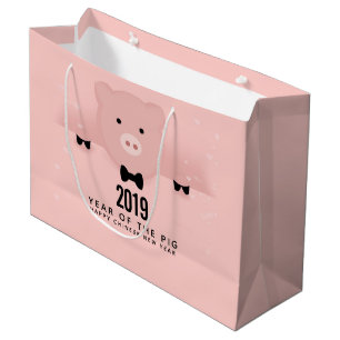 Bolsa De Regalo Grande Cerdo rosa caprichoso lindo Año Nuevo Chino 2019
