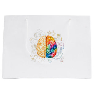 Bolsa De Regalo Grande Cerebro Colorido - Ciencia Y Arte - Neurociencia N