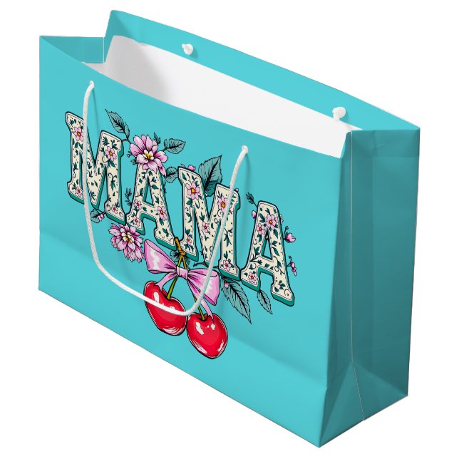 Bolsa De Regalo Grande Cerezas Para Mamá (Angulo Anverso)