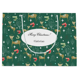 Bolsa De Regalo Grande Cerveza con árboles de Navidad y copos de nieve