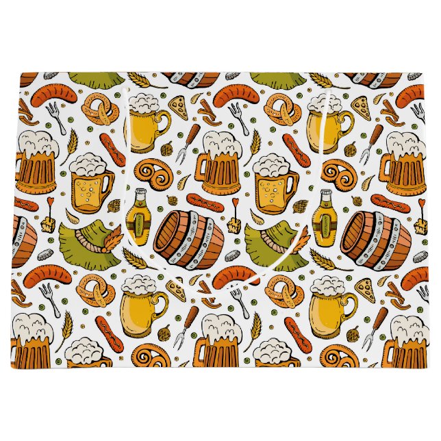 Bolsa De Regalo Grande Cerveza Oktoberfest alemana festiva y salchichas (Anverso)