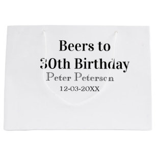 Bolsa De Regalo Grande Cervezas para cumpleaños 30 nombre fecha hombre el