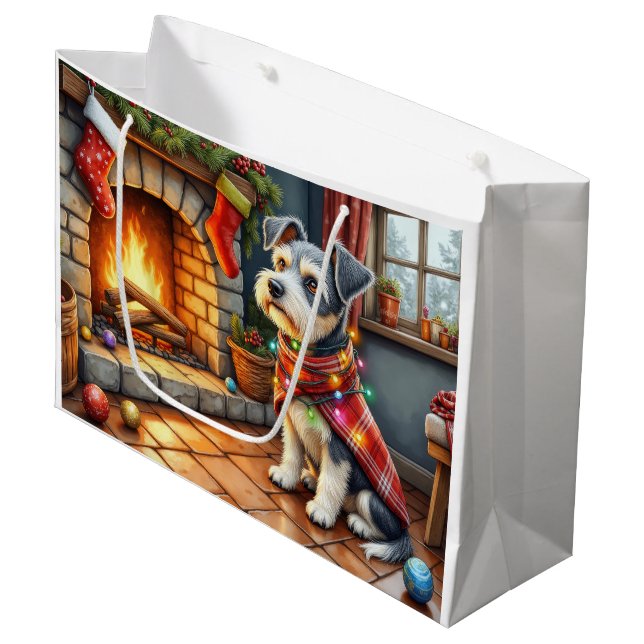 Bolsa De Regalo Grande Cesky Terrier Fireplace with Christmas Lights (Angulo Anverso)