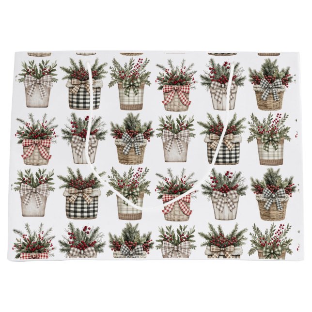 Bolsa De Regalo Grande Cesta de Buffalo | Navidades de granjas (Anverso)