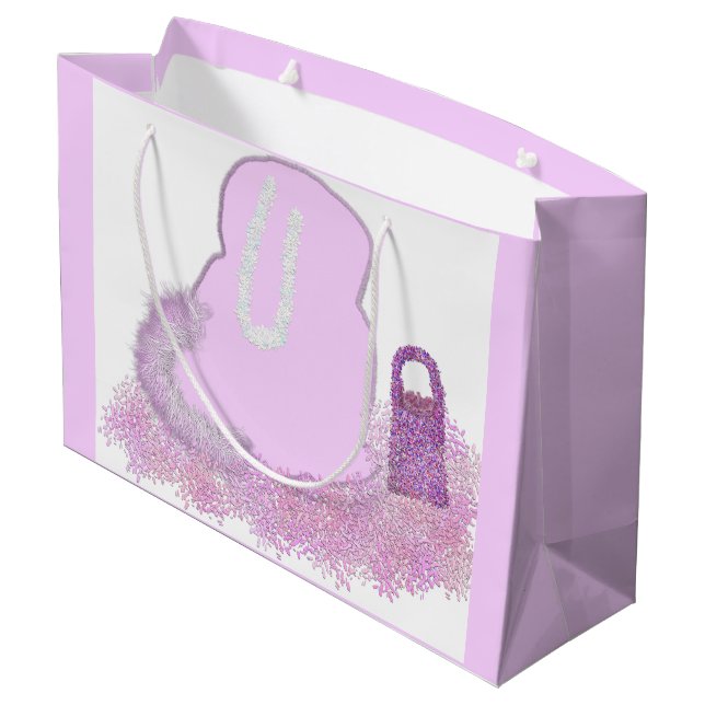 Bolsa De Regalo Grande Cesta de conejo de Pascua con flores (Angulo reverso)