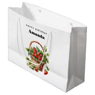 Bolsa De Regalo Grande Cesta linda llena de fresas Cumpleaños