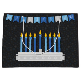 Bolsa De Regalo Grande Chalkboard Hanukkah Snowflakes
