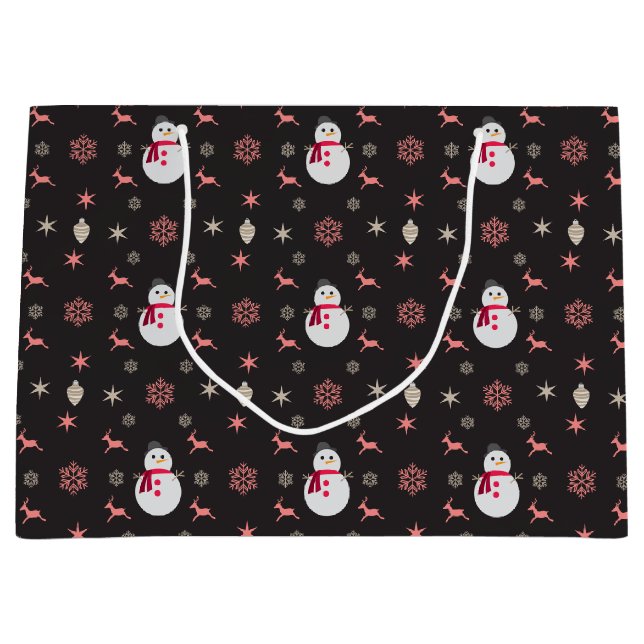 Bolsa De Regalo Grande Chalkboard Snowman Navidad (Anverso)