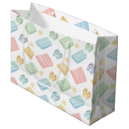 BOLSA DE REGALO GRANDE CHANCLAS Y TOALLAS DE VERANO PASTEL