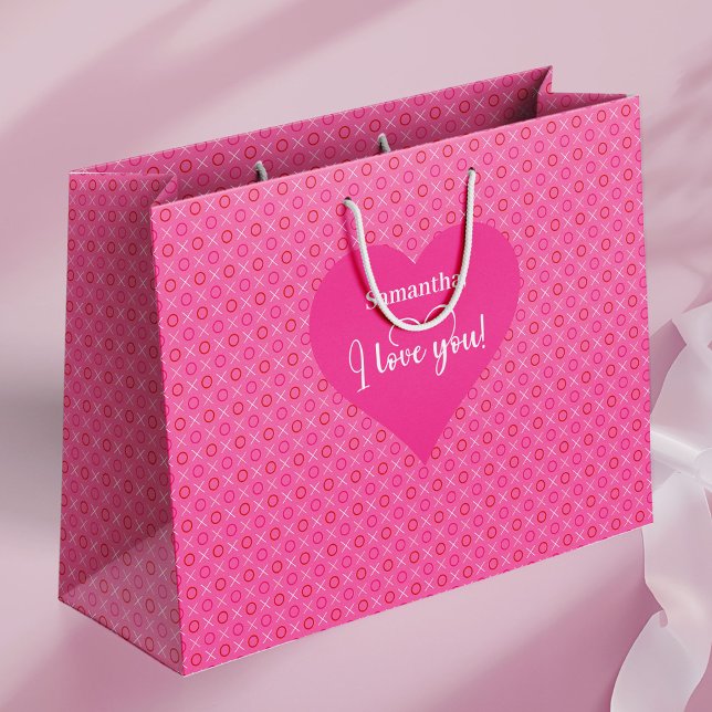 Bolsa De Regalo Grande Charming Heart Pattern I Love You Custom Gift Bag (Charming Heart Pattern I Love You Custom Gift Bag)