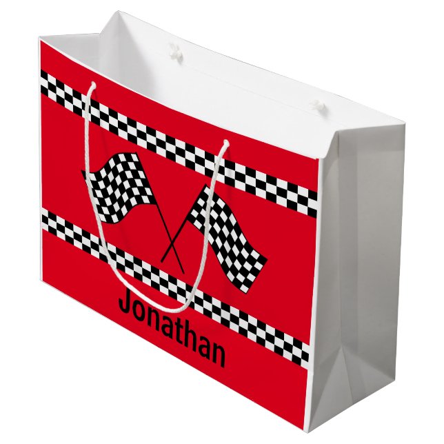 Bolsa De Regalo Grande Checkered Flag Design Gift Bag (Angulo Anverso)