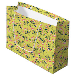Bolsa De Regalo Grande  Cheerful Floral Pattern: Pink Flowers 