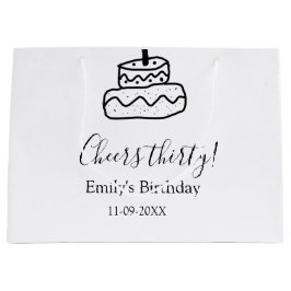 Bolsa De Regalo Grande Cheers thirty birthday cake black scribble hand