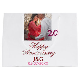 Bolsa De Regalo Grande Cheers to 20 Years happy anniversary add photo dat