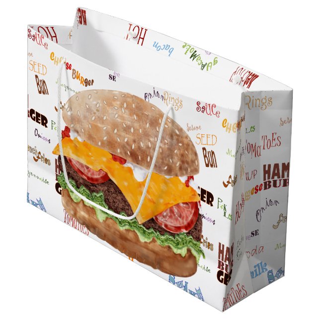 Bolsa De Regalo Grande Cheeseburger BBQ Grill Fast Food (Angulo Anverso)