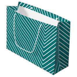 Bolsa De Regalo Grande Chevron azul verde azulado y blanco
